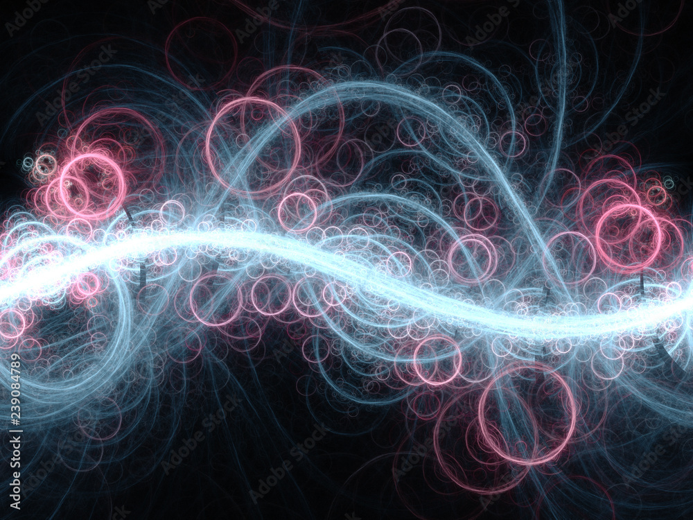 Red and blue fractal bubble pattern, digital artwork for creative graphic design