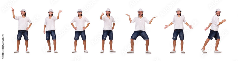 Young man in hat isolated on white Young man in hat isolated on white
