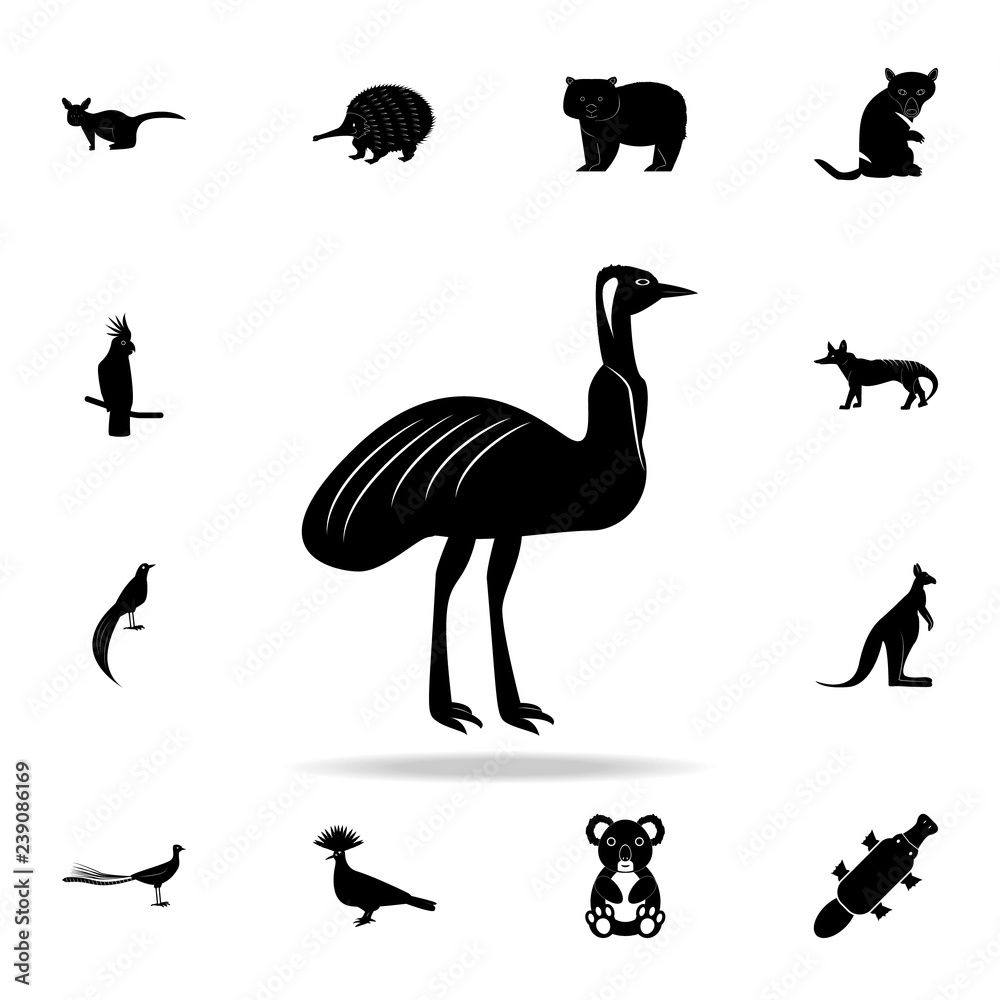 Australian ostrich icon. Detailed set of Australian animal silhouette icons. Premium graphic design. One of the collection icons for websites, web design, mobile app