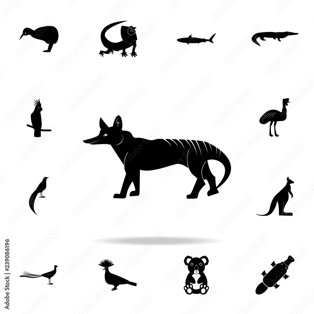 Tasmanian wolf icon. Detailed set of Australian animal silhouette icons. Premium graphic design. One of the collection icons for websites, web design, mobile app