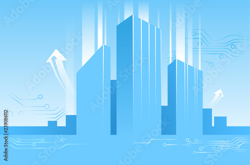 vector abstract illustration of business centers, buildings in flat style