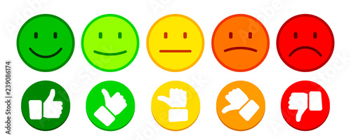 Valuation by emoticons with thumbs button - stock vector