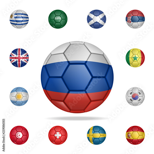 National football ball of Russia. Detailed set of national soccer balls. Premium graphic design. One of the collection icons for websites, web design, mobile app