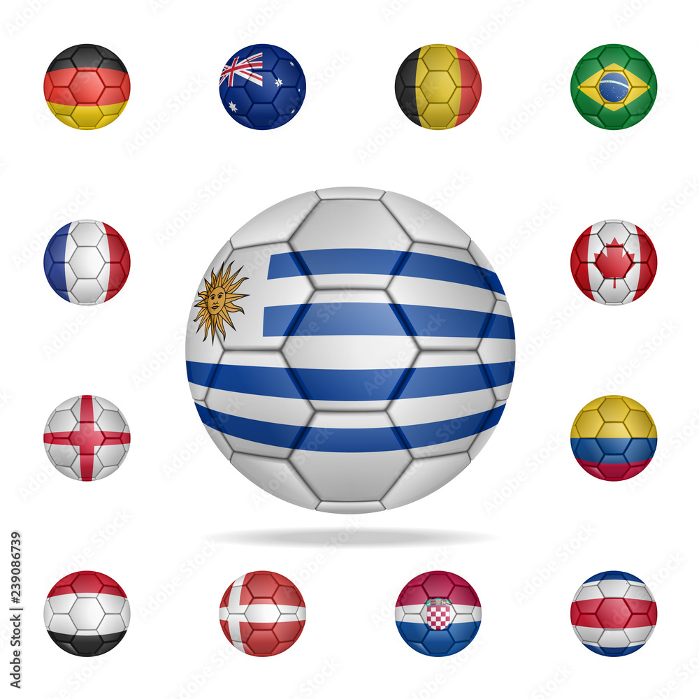National football ball of Uruguay. Detailed set of national soccer balls. Premium graphic design. One of the collection icons for websites, web design, mobile app