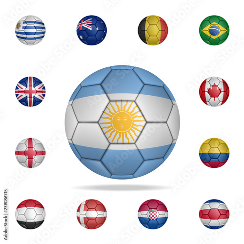 National football ball of Argentina. Detailed set of national soccer balls. Premium graphic design. One of the collection icons for websites, web design, mobile app