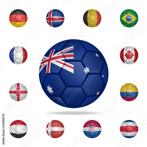 National football ball of Australia. Detailed set of national soccer balls. Premium graphic design. One of the collection icons for websites, web design, mobile app