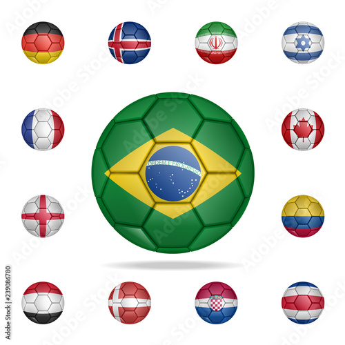 National football ball of Brazil. Detailed set of national soccer balls. Premium graphic design. One of the collection icons for websites, web design, mobile app