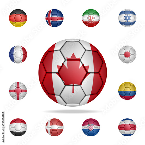 National football ball of Canada. Detailed set of national soccer balls. Premium graphic design. One of the collection icons for websites, web design, mobile app