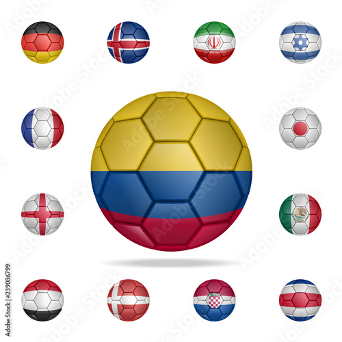 National football ball of Colombia. Detailed set of national soccer balls. Premium graphic design. One of the collection icons for websites, web design, mobile app