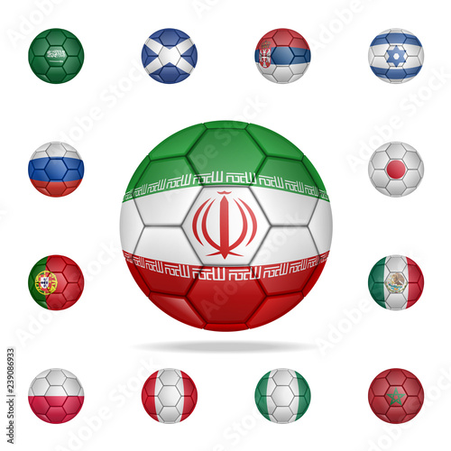 National football ball of Iran. Detailed set of national soccer balls. Premium graphic design. One of the collection icons for websites, web design, mobile app