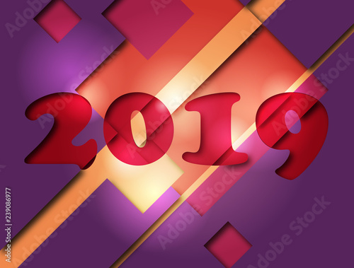 Nowy Rok 2019 - New Year 2017. Vector illustration