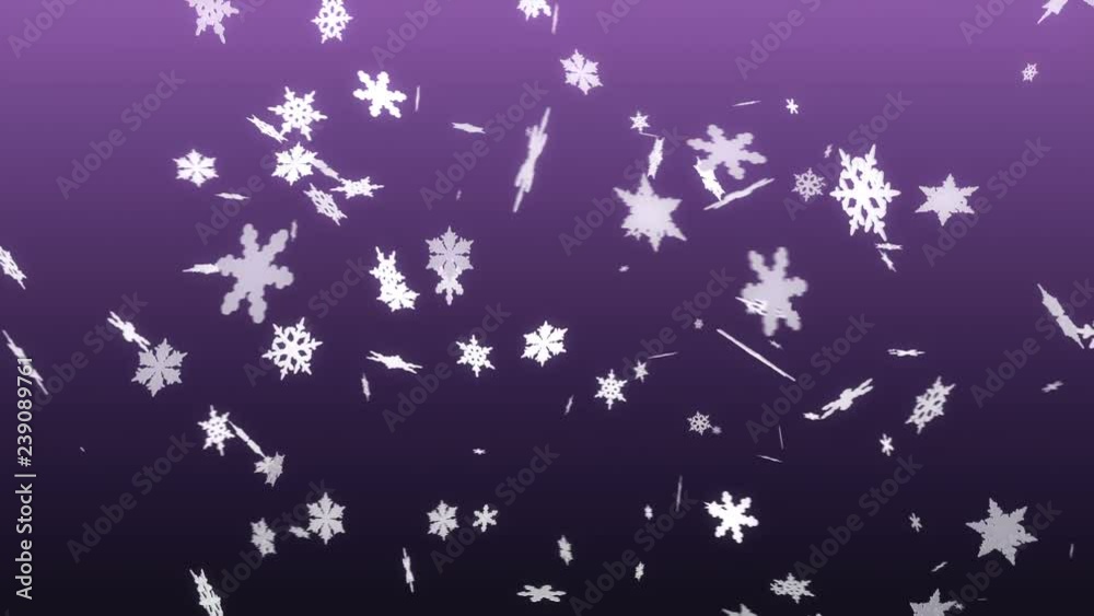 3d white snowflakes moving on a purple background loop 3d white snowflakes moving on a purple background loop