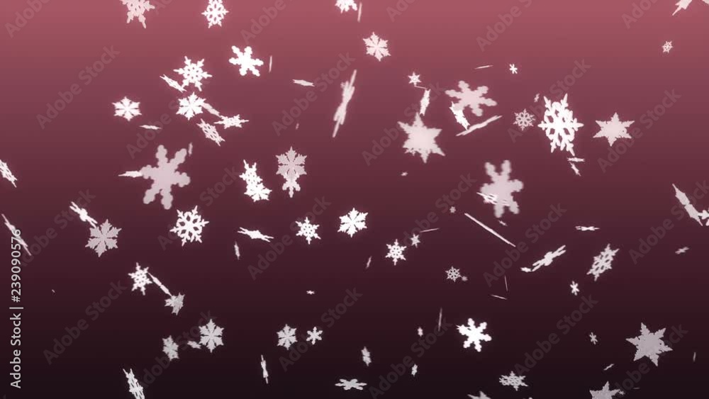 3d white snowflakes moving on a red background loop 3d white snowflakes moving on a red background loop