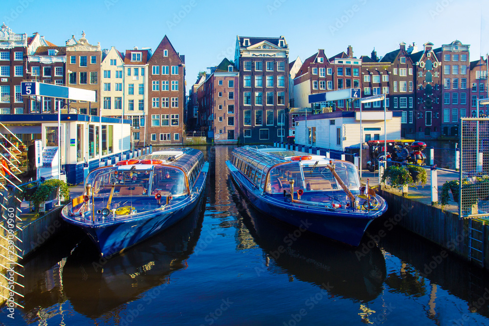 Amsterdam downtown  Pleasure boats - sightseeing