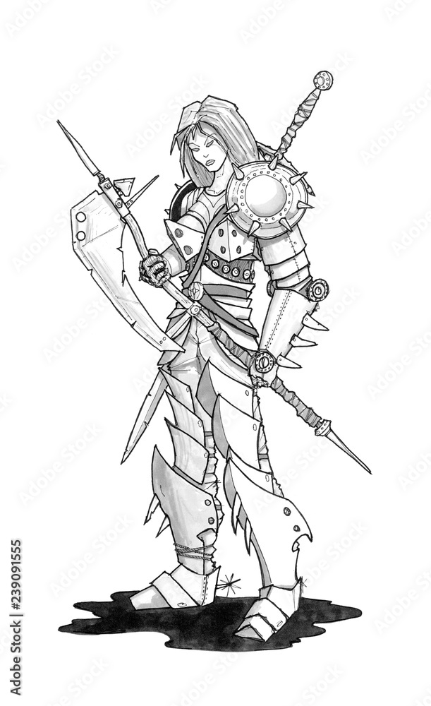 Female Warrior Sketch by Skr3m on DeviantArt