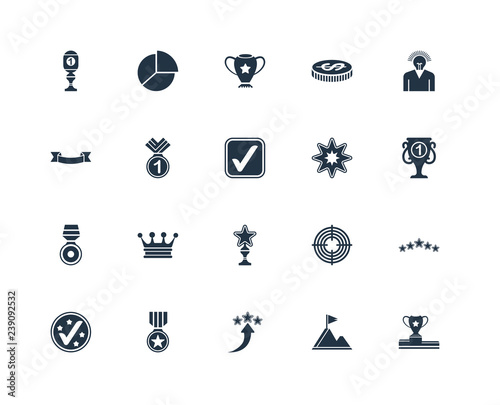Set Of 20 icons such as Podium, Goal, Rise, Medal, Success, Idea