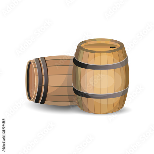 Two wooden barrels