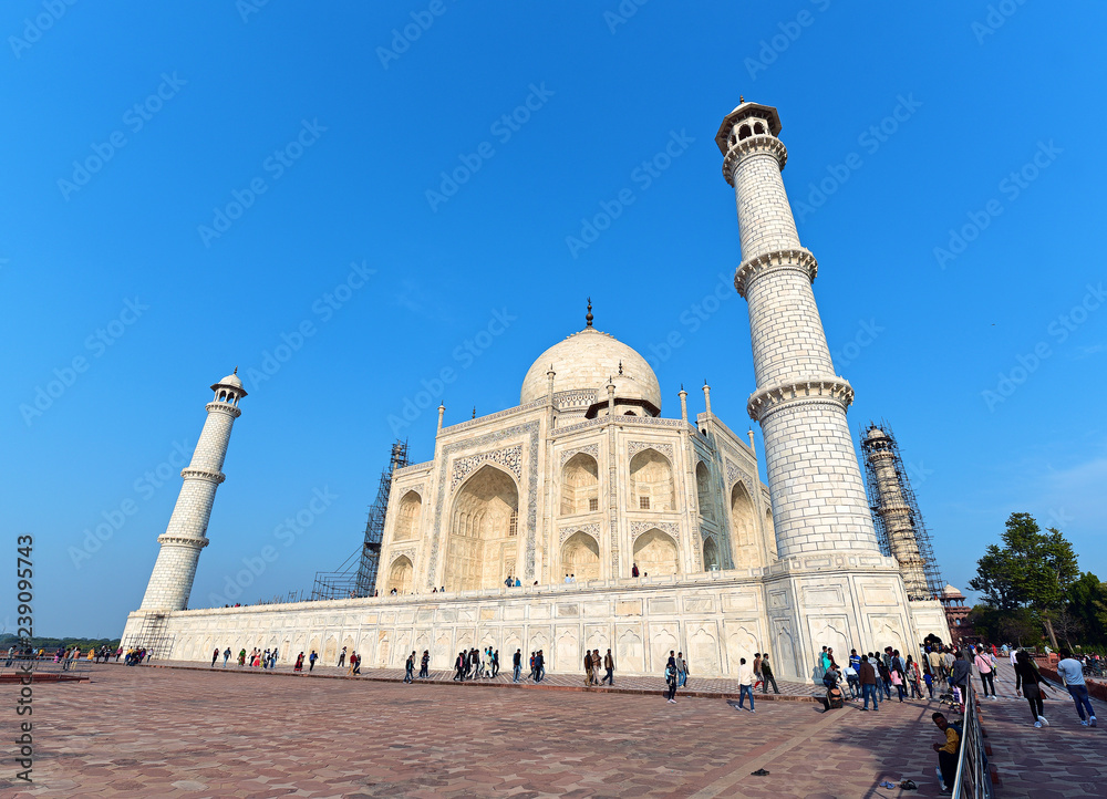 Amazing view on the Taj Mahal  in Agra, Uttar Pradesh, India. 