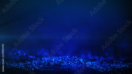 Blue particles abstract blurred glowing background computer generated graphics © Hyperset