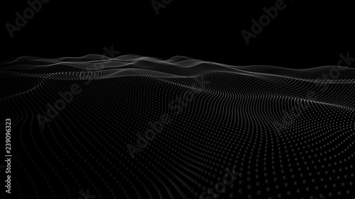 3D abstract digital wave particles. Futuristic vector illustration. Abstract background. - Vector