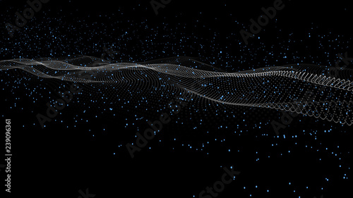 3D abstract digital wave particles. Futuristic vector illustration. Abstract background. - Vector