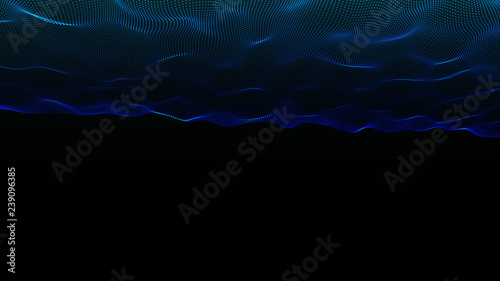 3D abstract digital wave particles. Futuristic vector illustration. Abstract background. - Vector