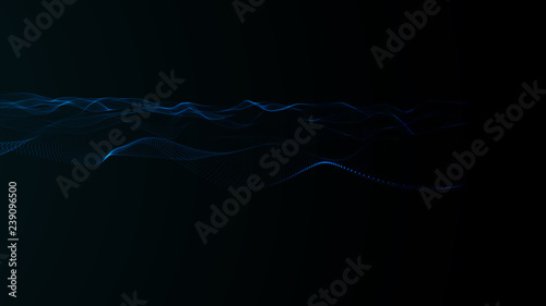 3D abstract digital wave particles. Futuristic vector illustration. Abstract background. - Vector