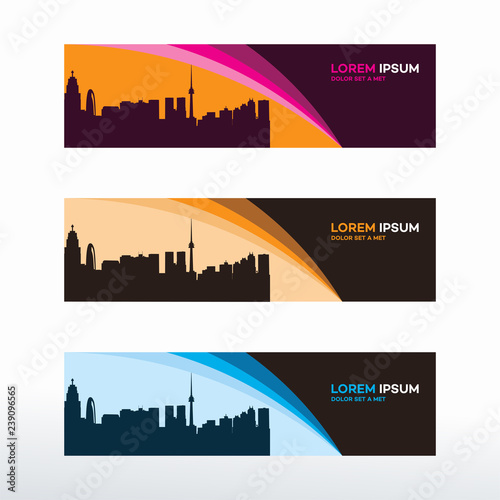 Horizontal Web Banner With City Skyline background vector