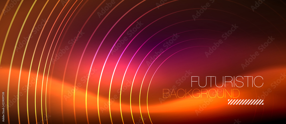 Neon glowing techno lines, hi-tech futuristic abstract background template with square shapes Neon glowing techno lines, hi-tech futuristic abstract background template with square shapes