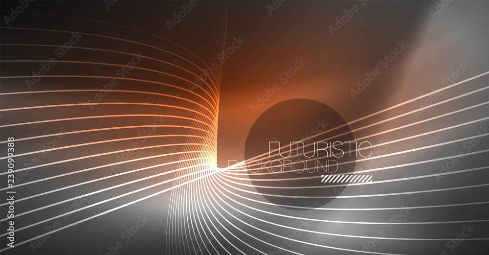 Naklejka premium Digital technology abstract background - neon geometric design. Abstract glowing lines. Colorful techno background. Futuristic shape.