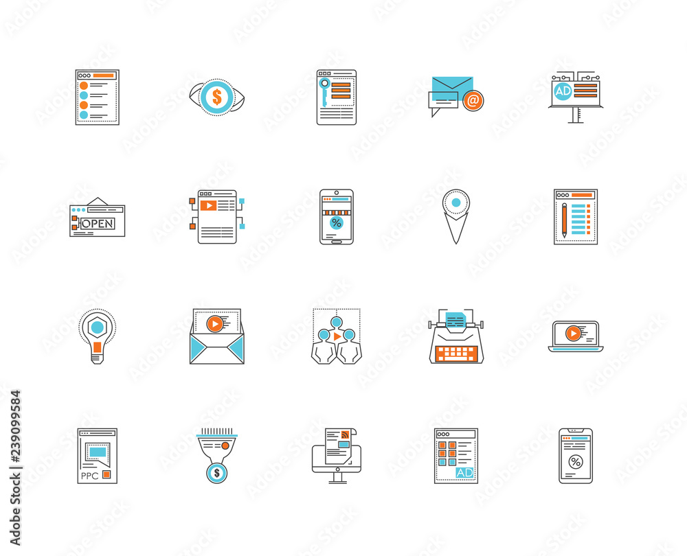Set Of 20 icons such as Smartphone, Browser, Monitor, Filter, Billboard, Placeholder, Group, Idea, icon pack Set Of 20 icons such as Smartphone, Browser, Monitor, Filter, Billboard, Placeholder, Group, Idea, icon pack