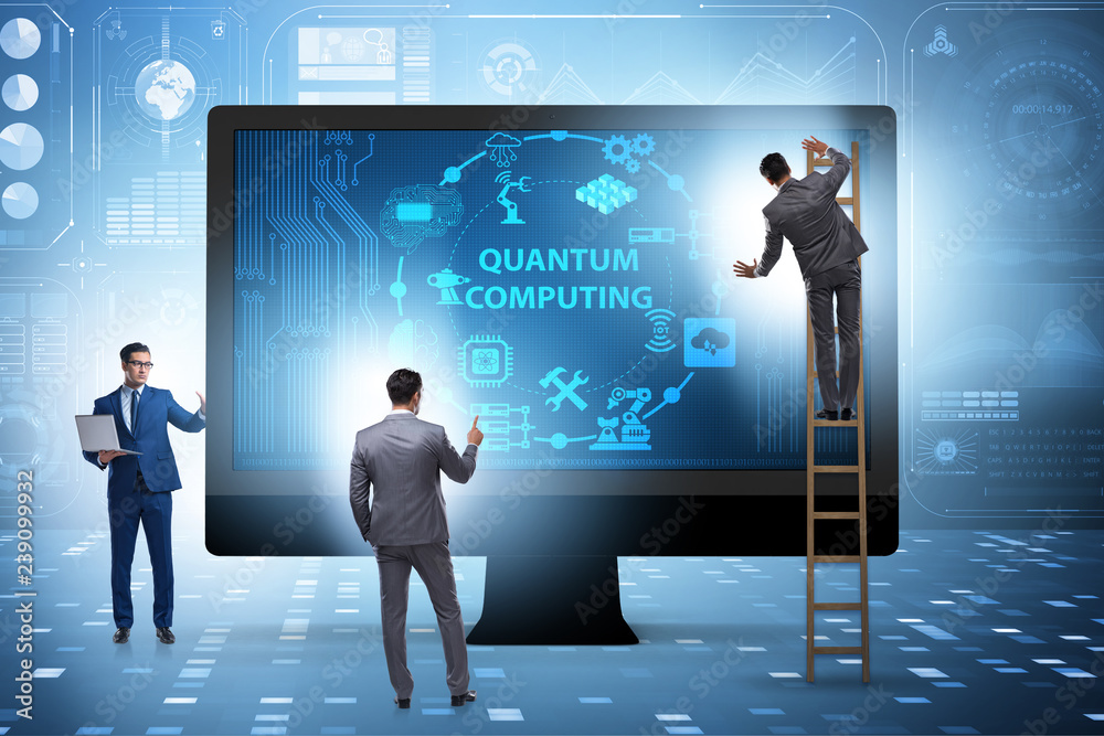 Concept of quantum computing with businessman Concept of quantum computing with businessman