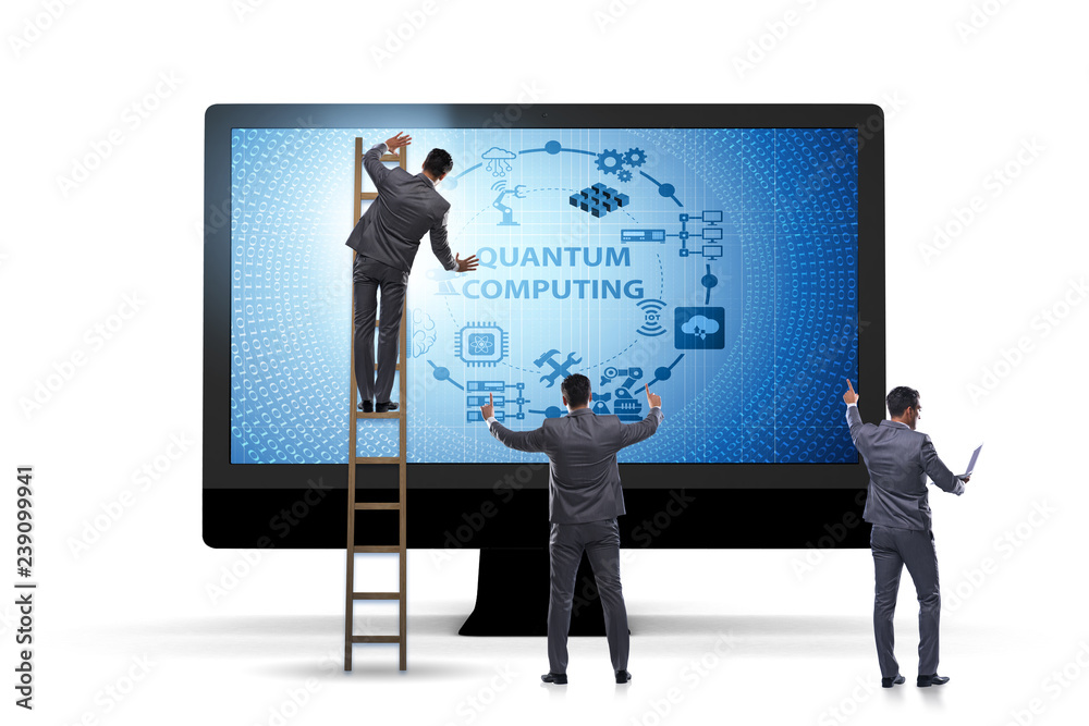 Concept of quantum computing with businessman Concept of quantum computing with businessman