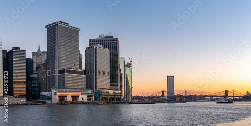View of the Staten Island Ferry Station with Brooklyn Bridge on the Right