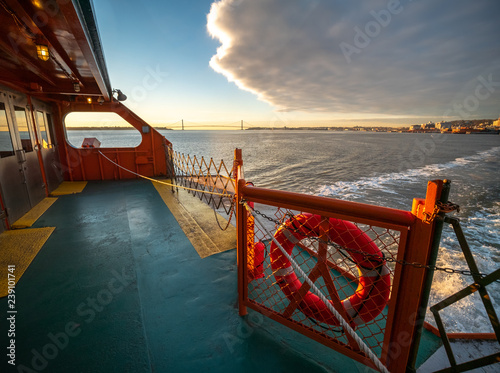View of the Verrazzano-Narrows suspention Bridge From the Staten Island Ferry