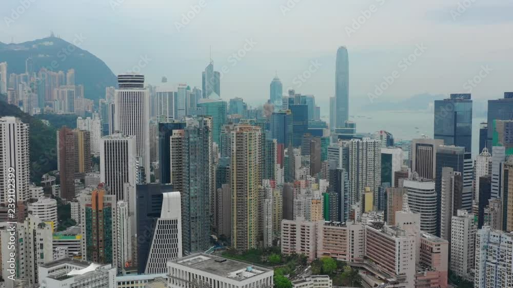 day time cityscape downtown aerial panorama 4k hong kong day time cityscape downtown aerial panorama 4k hong kong