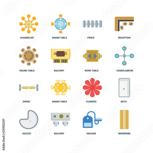 Set Of 16 icons such as Wardrobe, Vacuum, Balcony, Jacuzzi, Bath