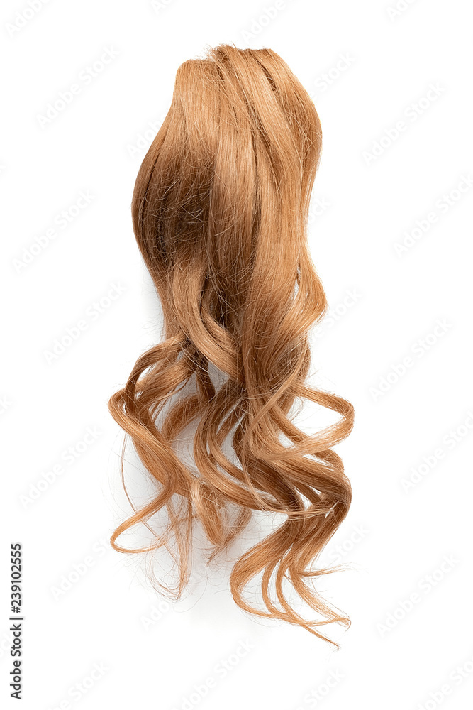 Natural curly brown hair isolated on white background Natural curly brown hair isolated on white background