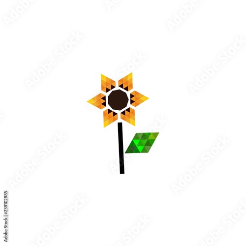 yellow sunflower triangle logo design vector illustration