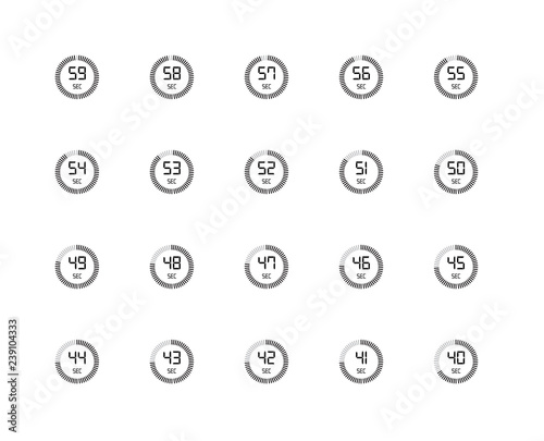 Set Of 20 icons such as The 40 seconds, 50 55 56 44 58 46 54 ico