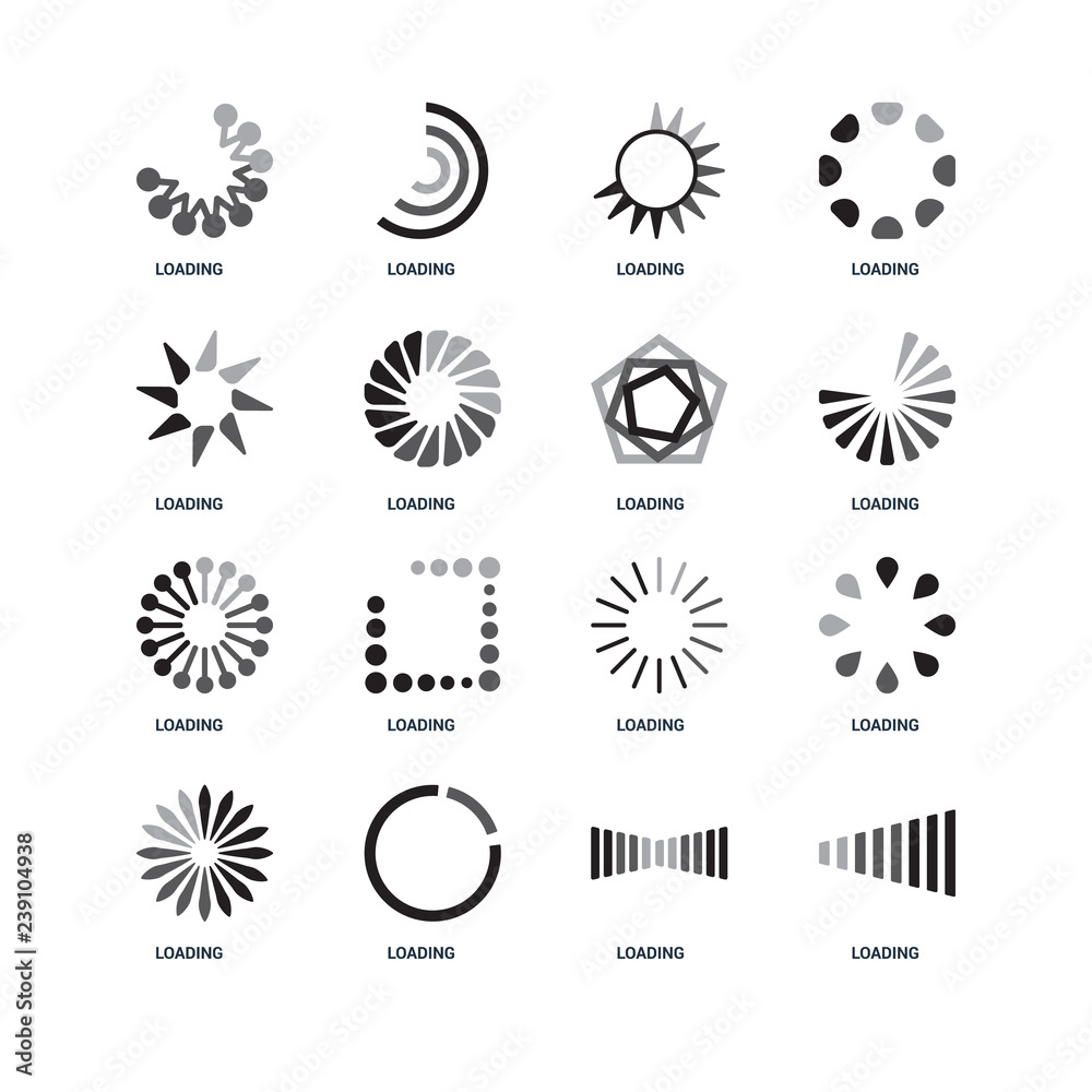 Set Of 16 icons such as Loading, Loading icon