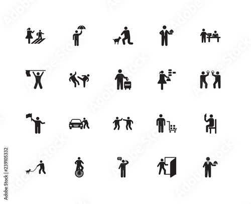 Set Of 20 icons such as Waiter, Entrance, Phone call, Unicycle,