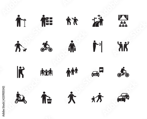 Set Of 20 icons such as Traffic  Walking to school  Walking  Vot