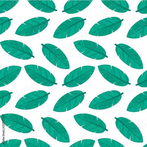Seamless pattern tropical green leaves in white background