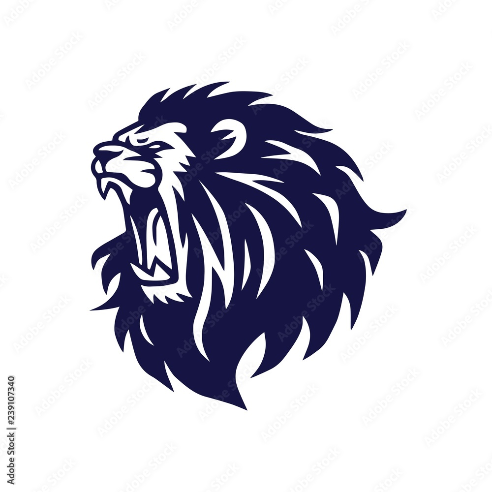 Lion Head Roaring Logo Vector Icon