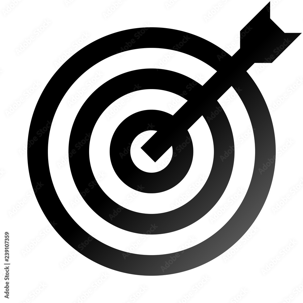 Target sign - black gradient transparent with dart, isolated - vector Target sign - black gradient transparent with dart, isolated - vector