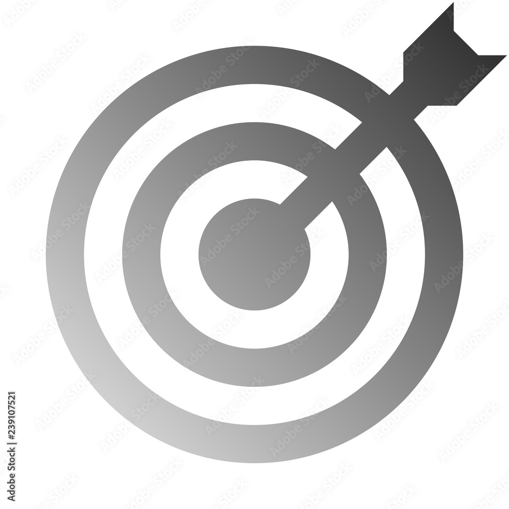 Target sign - medium gray gradient transparent with dart, isolated - vector Target sign - medium gray gradient transparent with dart, isolated - vector