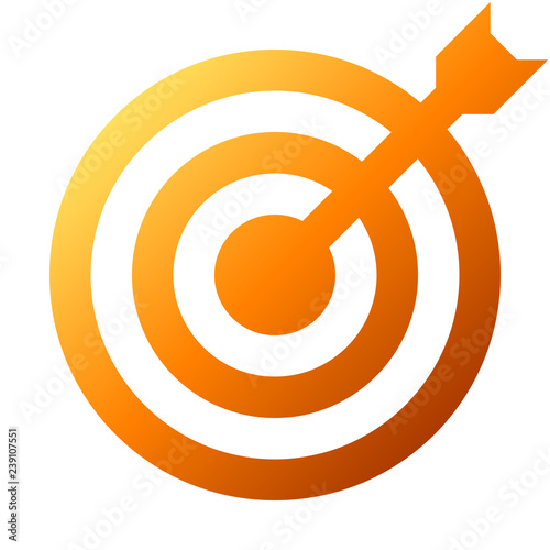 Target sign - orange gradient transparent with dart, isolated - vector