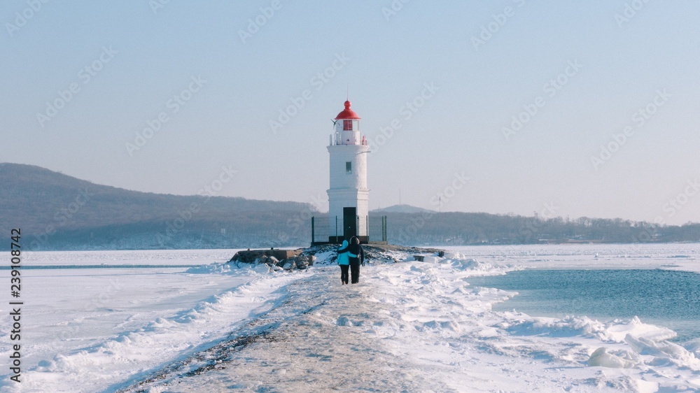lighthouse in winter, Vladivostok 