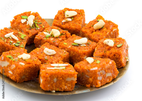 Indian Sweet Food Akhrot Halwa Also Called Walnut Burfi or Akhrot Ka Sheera Made From Walnut, Khoya, Milk or Flavour